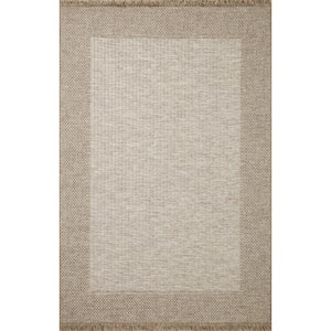 Dawn Natural Border 7 ft. 8 in. x 7 ft. 8 in. Round Indoor/Outdoor Area Rug