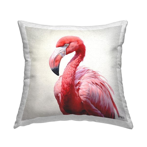 Stupell Industries Flamingo with Fluffed Feathers Outdoor Printed Throw Pillow by RB