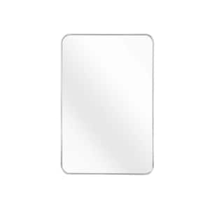 Modern 22 in. W x 30 in. H Rectangular Framed Wall Bathroom Vanity Mirror in Silver