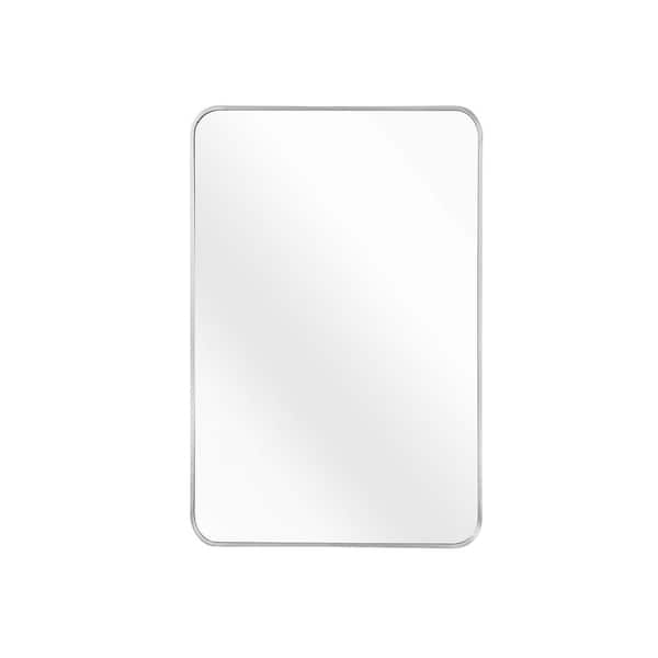 Aosspy Modern 22 in. W x 30 in. H Rectangular Framed Wall Bathroom Vanity Mirror in Silver