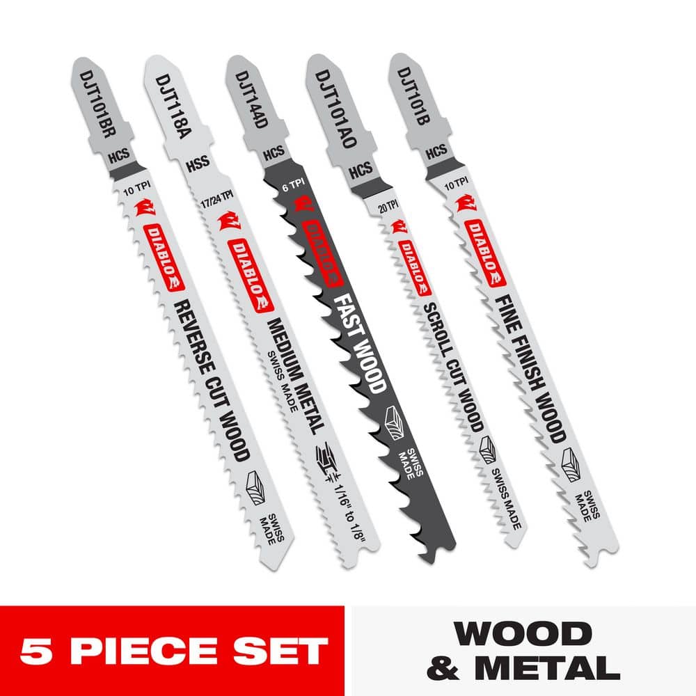 アクセサリー JIG-SAW DIABLO T-Shank Jig Saw Blade Assorted Set (5-Piece) DJT5S - The