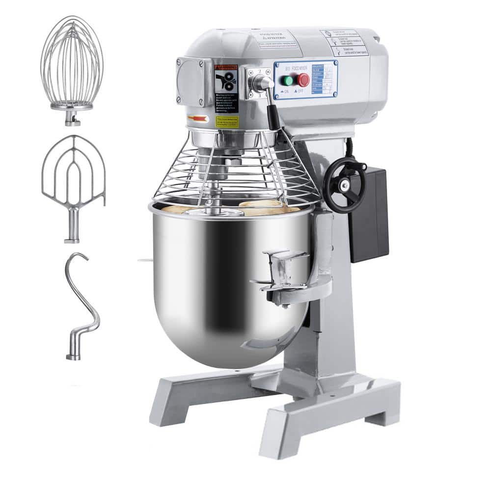 Garvee 10 Qt. 3-Speed Commercial Food Mixer in Silver with Stainless Steel Mixing Bowl, Dough Hook, Dough Hook
