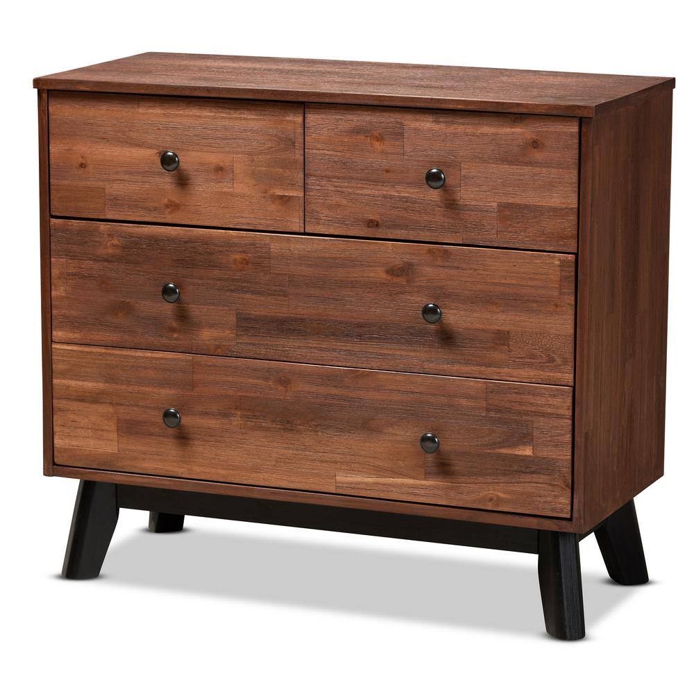 Baxton Studio Calla Brown 4Drawer Wood Dresser 33.4 in. H X 37.75 in