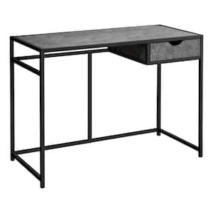 42 in. L Grey Stone-Look Black Computer Desk 1-Storage Drawer Metal Frame