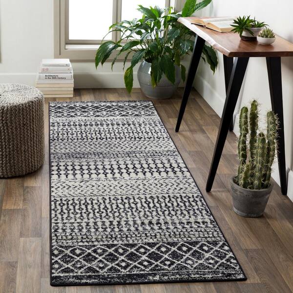 Livabliss Laurine Black/White x 10 Runner Rug