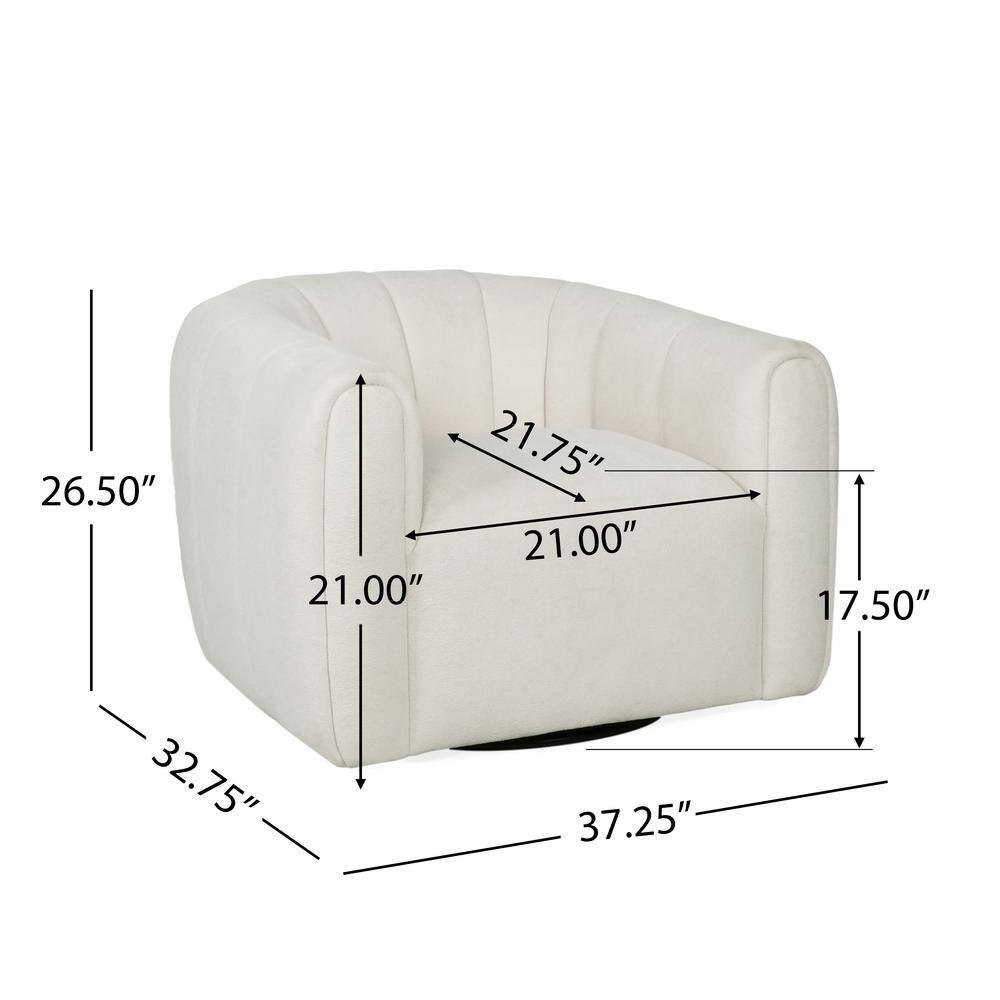 Cream Velvet Swivel Club Chair with Round Arms