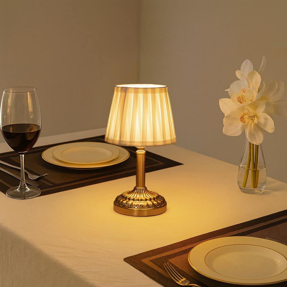 ALOA DECOR H 11 Glam Gold Small Cordless Table Lamp Touch