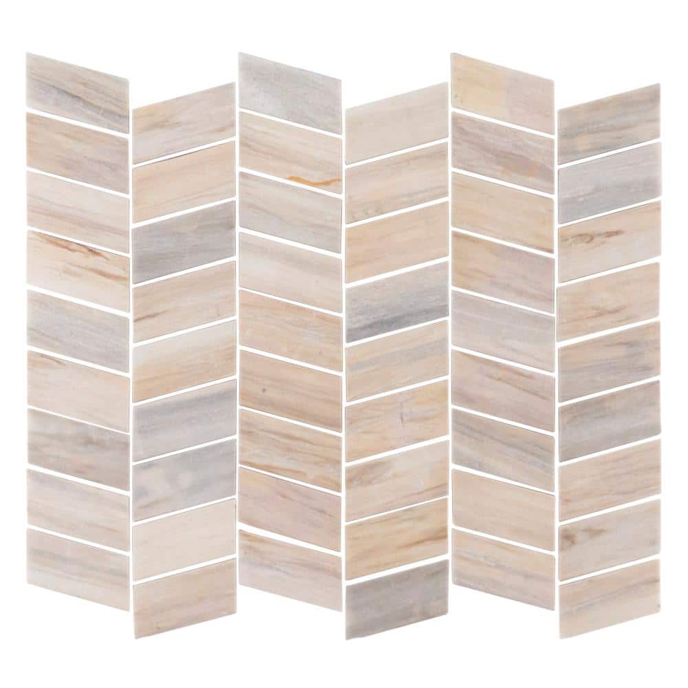 Weekender Beige/Cream 10.125 in. x 12.125 in. Chevron Polished Marble Wall and Floor Mosaic Tile (8.52 sq. ft./Case) price history on PriceWatchPro