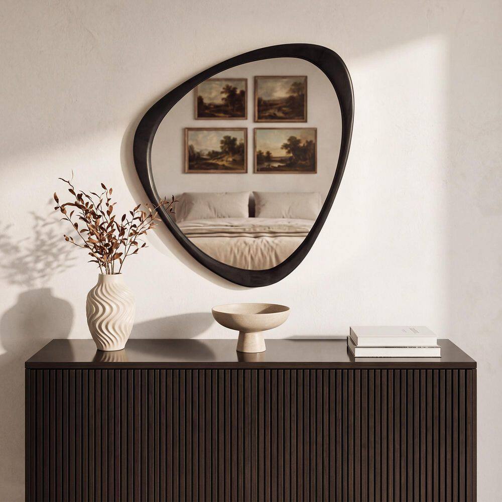 LuxHomez 19 in. W x 24 in. H Irregular Natural Black Wood-Frame
