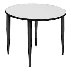 Trueno 38 in. Round White and Black Composite Wood Tapered Leg Table (Seats 4)