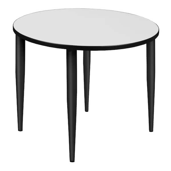 Regency Trueno 38 in. Round White and Black Composite Wood Tapered Leg Table (Seats 4)