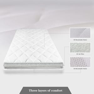 Kaiteki 2.75 in. Full Air Fiber Mattress Topper, Cooling Supportive and Pressure Relieving, Ideal For All Bed Frames