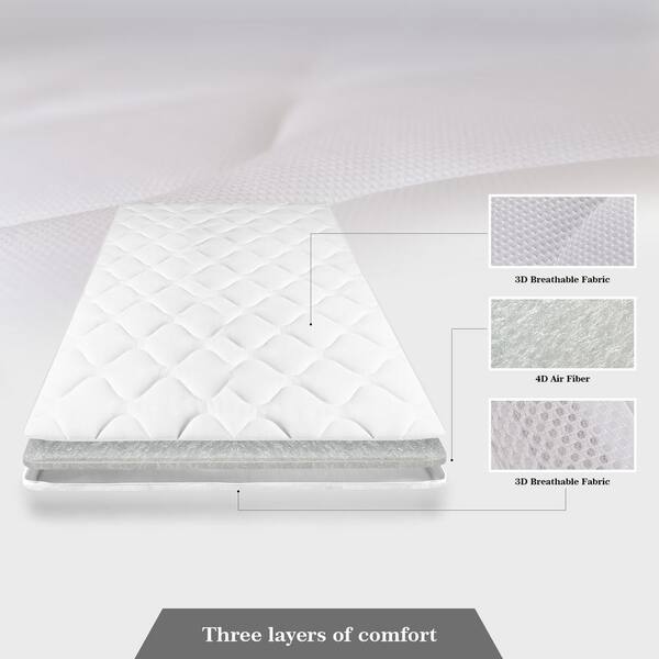 KKCD Brushed Fabric Mattress Topper with Elastic Straps,Bed