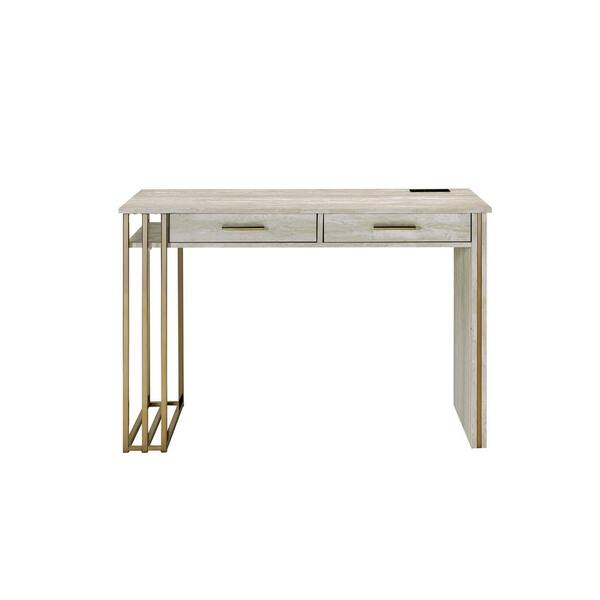 Acme Furniture Tyeid 2-Piece Antique White & Gold Finish Makeup Vanity