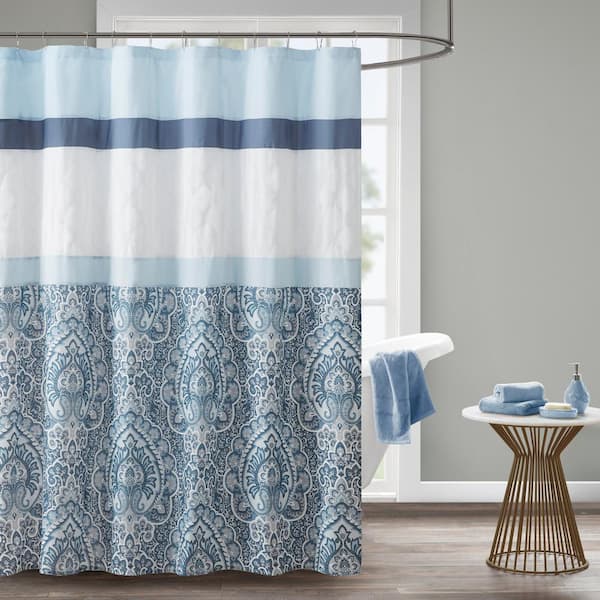Josefina 72 in. W x 72 in. L Polyester in Blue Shower Curtain