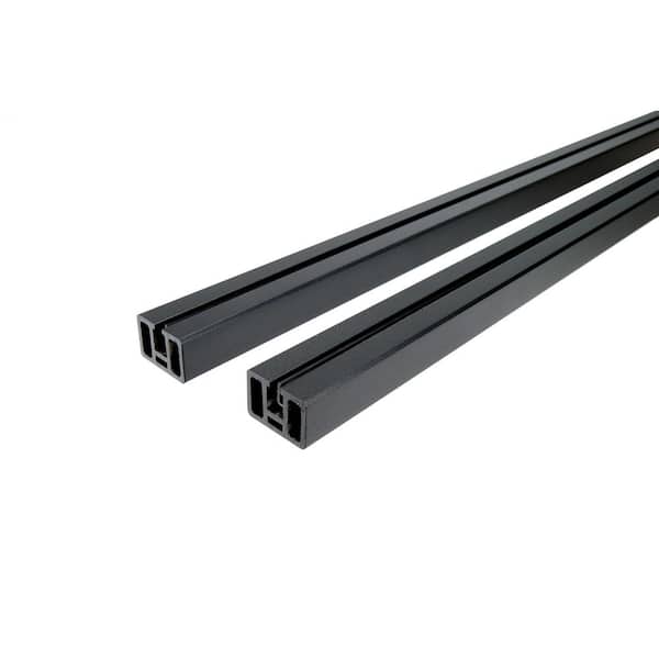 Al13 Home Pure View Rail 6 ft. W x 1.25 in. H Black Sand Aluminum Full Level Panel for Glass Insert (Pair)