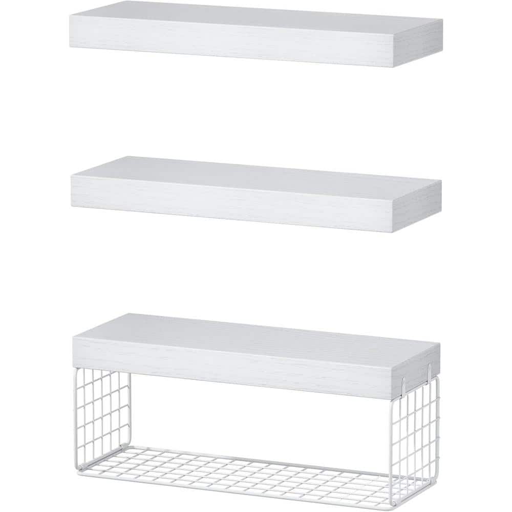 15.7 in. W x 6.7 in. D White Bathroom Shelves Decorative Wall Shelf (Set of