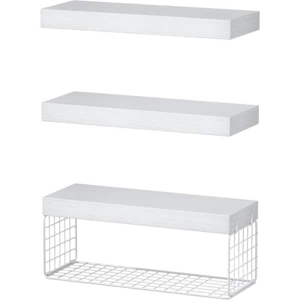 Unbranded 15.7 in. W x 6.7 in. D White Bathroom Shelves Decorative Wall Shelf (Set of 3)