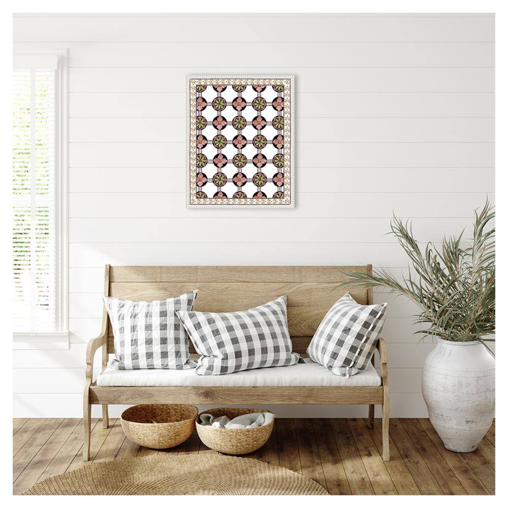 Cubicles II Abstract Floral Canvas Print with White Frame