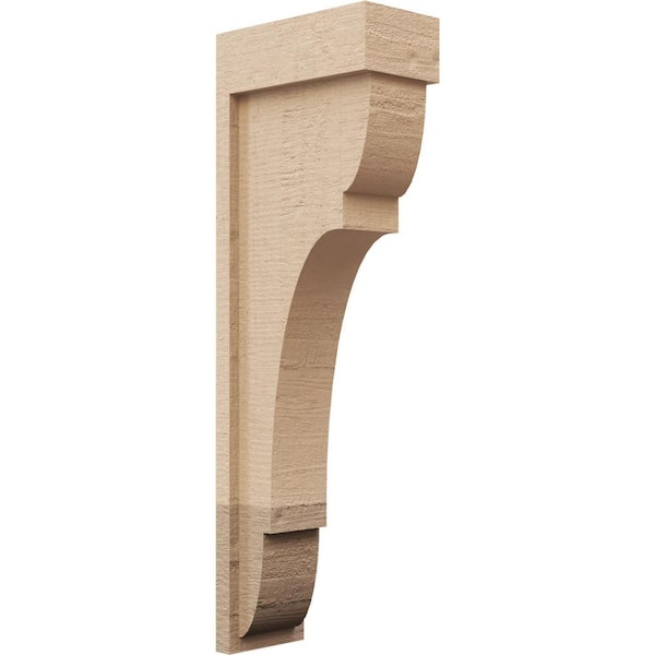 Ekena Millwork 4 in. x 24 in. x 8 in. Series 2 Thin Bryant Rough Cedar Woodgrain Timberthane Polyurethane Corbel, Primed Tan