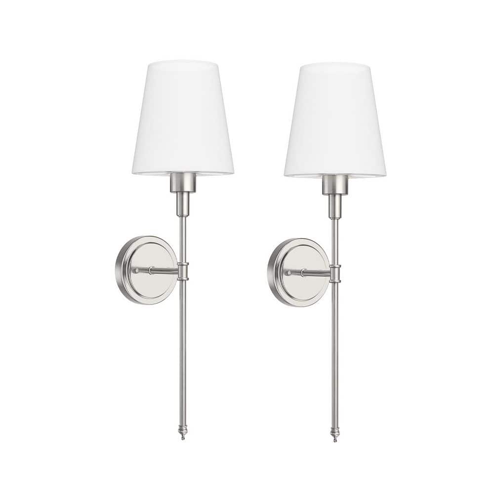 2-Pack Brushed Nickel Rechargeable Fabric Shade Wall Sconce, Modern Fabric E26 Wall Light for Bathroom Bedroom Hallway price history on PriceWatchPro