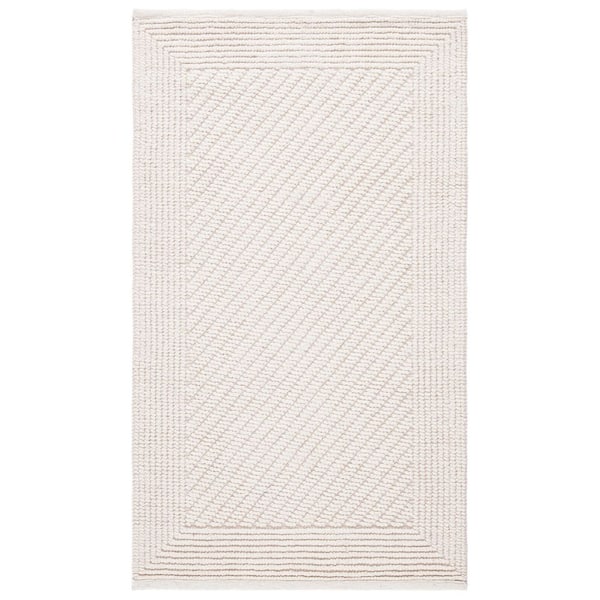 Natura 2 ft. x 3 ft. Ivory High-Low Striped Area Rug