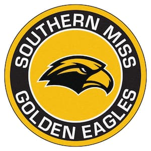 NCAA University of Southern Mississippi Black 2 ft. x 2 ft. Round Area Rug