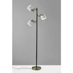 64.5 in. Black and White 3 Light 1-Way (On/Off) Tree Floor Lamp for Liviing Room with Metal Lighthouse Shade