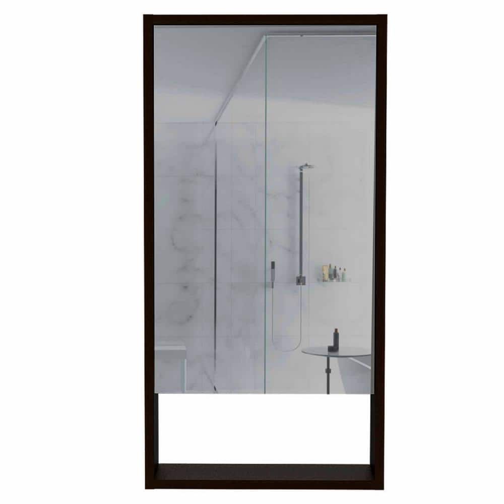 17.9 in. W x 35.4 in. H Black Rectangular Wood Recessed or Surface Mount Me