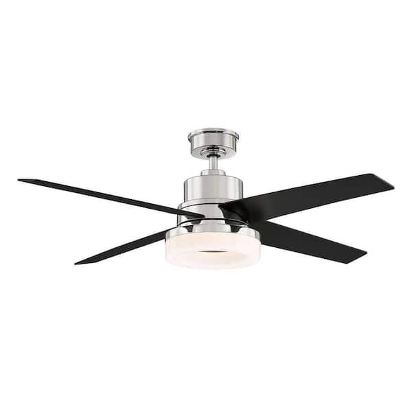 Home Decorators Collection Cityview 54 in. Integrated LED Indoor Polished Nickel Ceiling Fan with Light and Remote Control