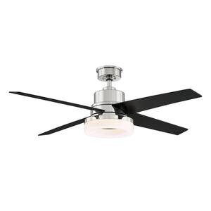 Cityview 54 in. Integrated LED Indoor Polished Nickel Ceiling Fan with Light and Remote Control