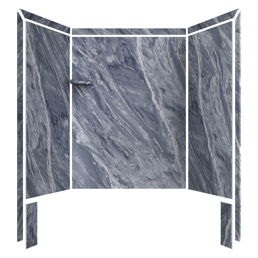 Beaumont Blue Marble 60" x 36" x 80" Shower Wall Surround