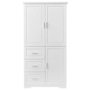 Anky 32.6 in. W x 19.6 in. D x 62.2 in. H White MDF Freestanding Bathroom Storage Linen Cabinet