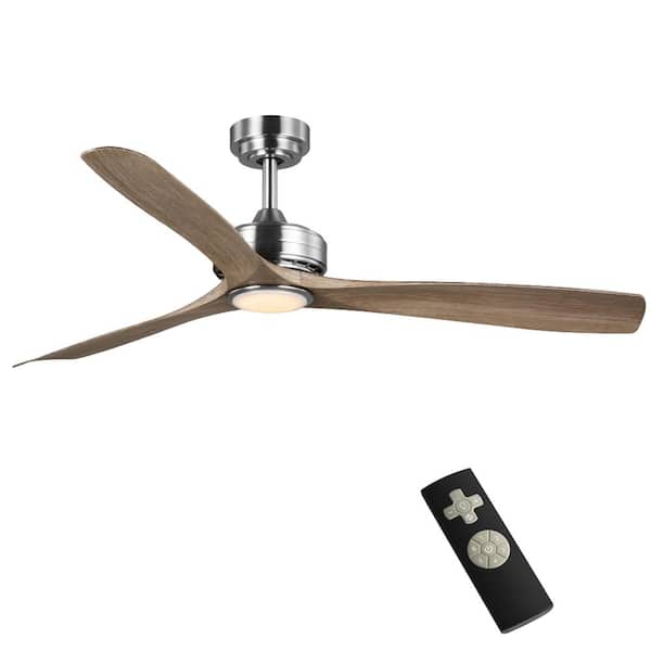52" Ceiling Fan Remote Control Brushed Nickel with 2 ABS Blades LED Light Kit 