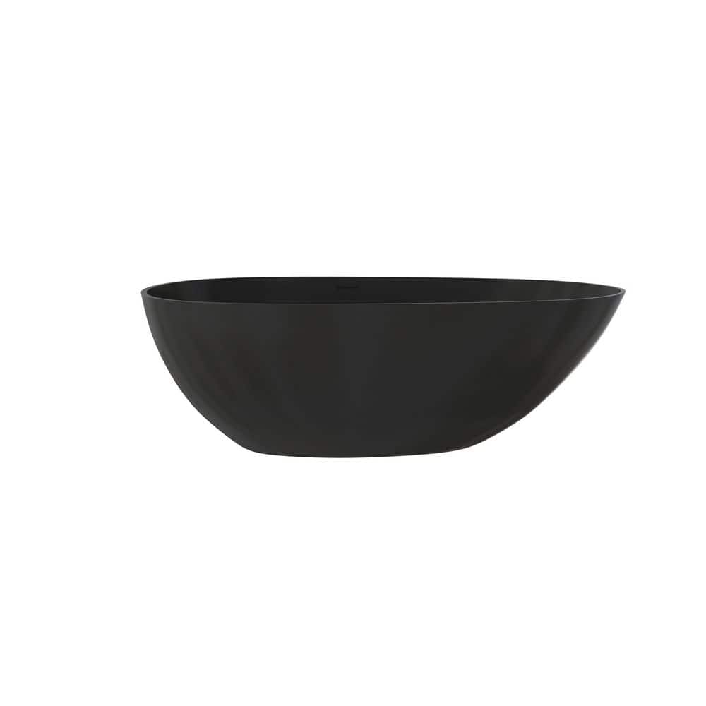 Oeno 67 in. x 33 in. Extra Wide Stone Resin Freestanding Soaking Bathtub in Black price history on PriceWatchPro