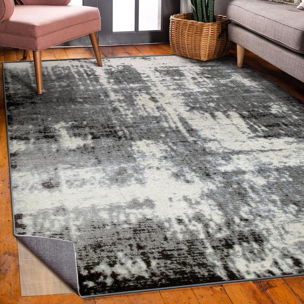 Leick Home Allerick in Vintage Gray with Rug Pad 7 ft. 10 in. by 10 ft. Area Rug