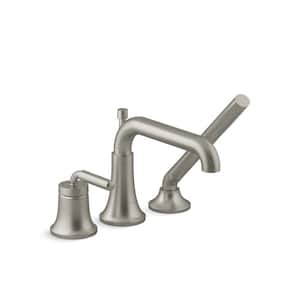 Tone Single-Handle Deck-Mount Roman Tub Faucet with Handshower in Vibrant Brushed Nickel