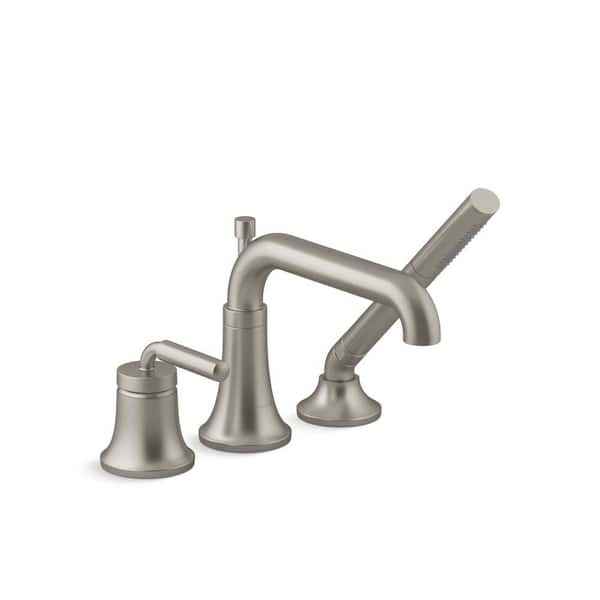 KOHLER Tone Single-Handle Deck-Mount Roman Tub Faucet with Handshower in Vibrant Brushed Nickel
