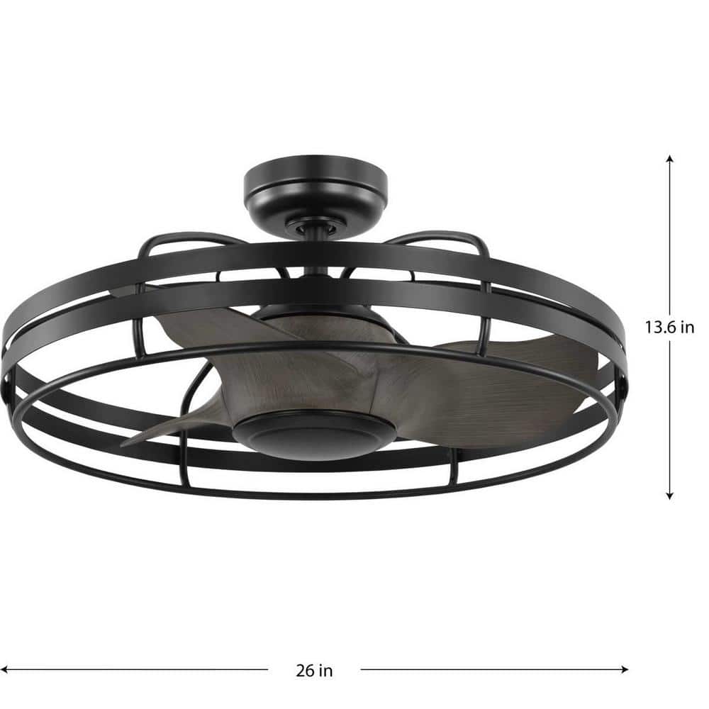 Matte Black 26" Industrial Chandelier Ceiling Fan with Remote