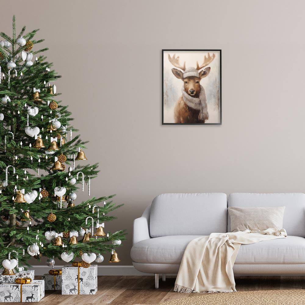 Cozy Winter Deer Fawn by Arlington Prints Black Framed Animal Giclee Art Print 30 in. x 24 in. price history on PriceWatchPro