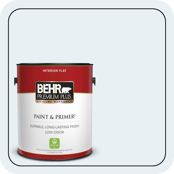 BEHR PREMIUM PLUS 1 gal. #BL-W04 Ethereal White Flat Low Odor Interior Paint & Primer