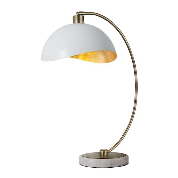 Luna Bella 28 in. White Modern Rechargeable Integrated LED Table Lamp with White Steel Shade