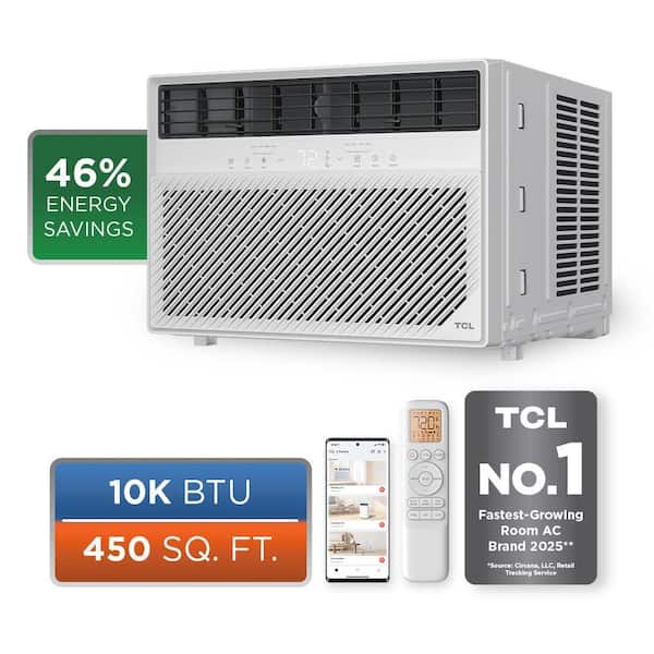 10,000 BTU E-Series Smart Inverter Window AC, Cools 450 Sq. Ft., WiFi, AC/Fan/Dehumidifier, in White ENERGY STAR®