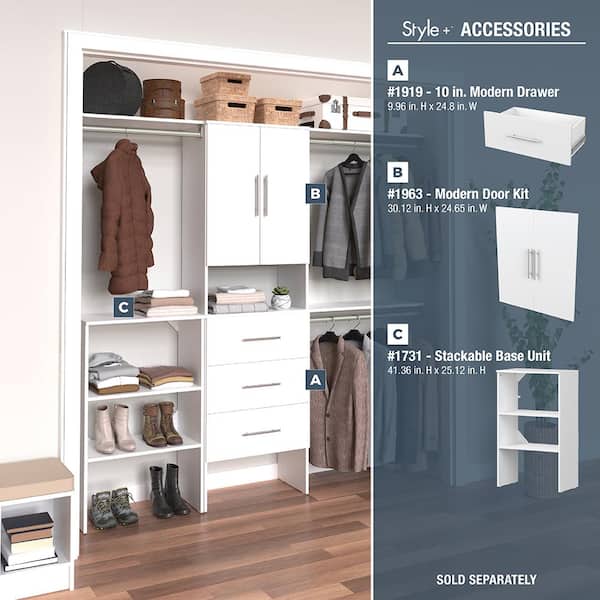 ClosetMaid 6701 Style+ 73.1 in W - 121.1 in W White Basic Wood Closet System Kit - 3