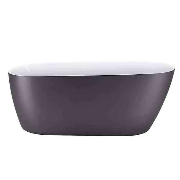 EPOWP 59 in. Acrylic Freestanding Flatbottom Non-Whirlpool Bathtub in Gray