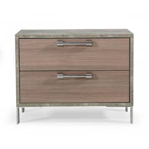 Brown and Gray 2 Drawer 26 in. W Nightstand