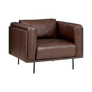 Flint Brown Leather Arm Chair