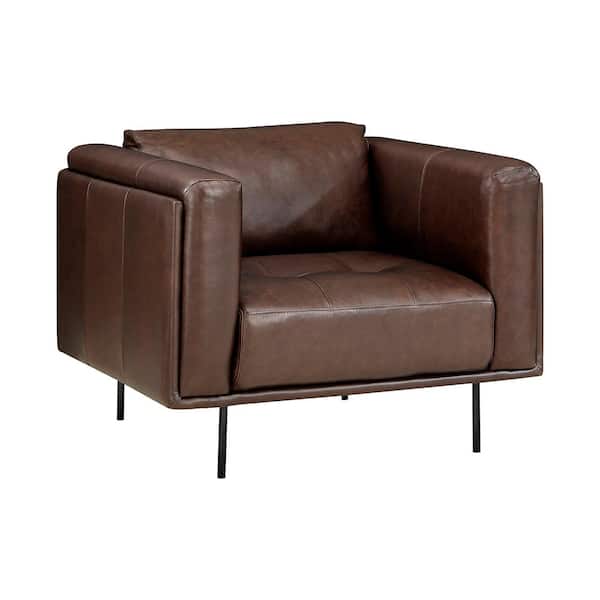Lazzara Flint Brown Leather Arm Chair
