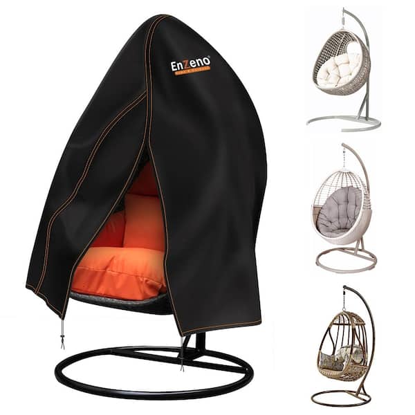 75 x 45 in Egg Chair Cover Waterproof Windproof Black 1-Piece