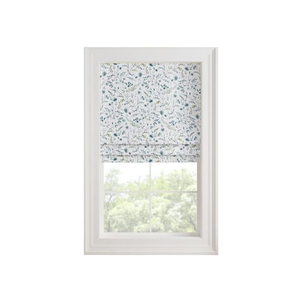 Eclipse Evangeline Marine Botanical Cordless 100% Blackout Polyester Roman Shade - 35 in. W x 64 in. L